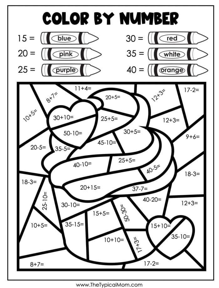 Color By Number Printables 2nd Grade
