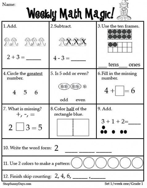 Common Core Math Worksheets First Grade Common Core Worksheets