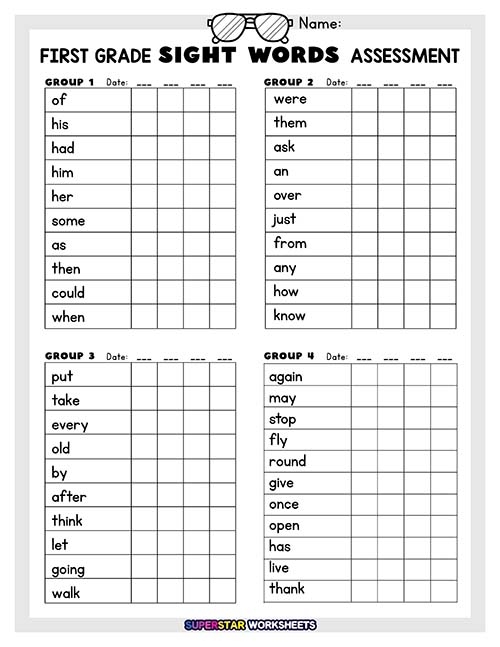 Common Core State Standards 1st Grade Assessment Checklists 