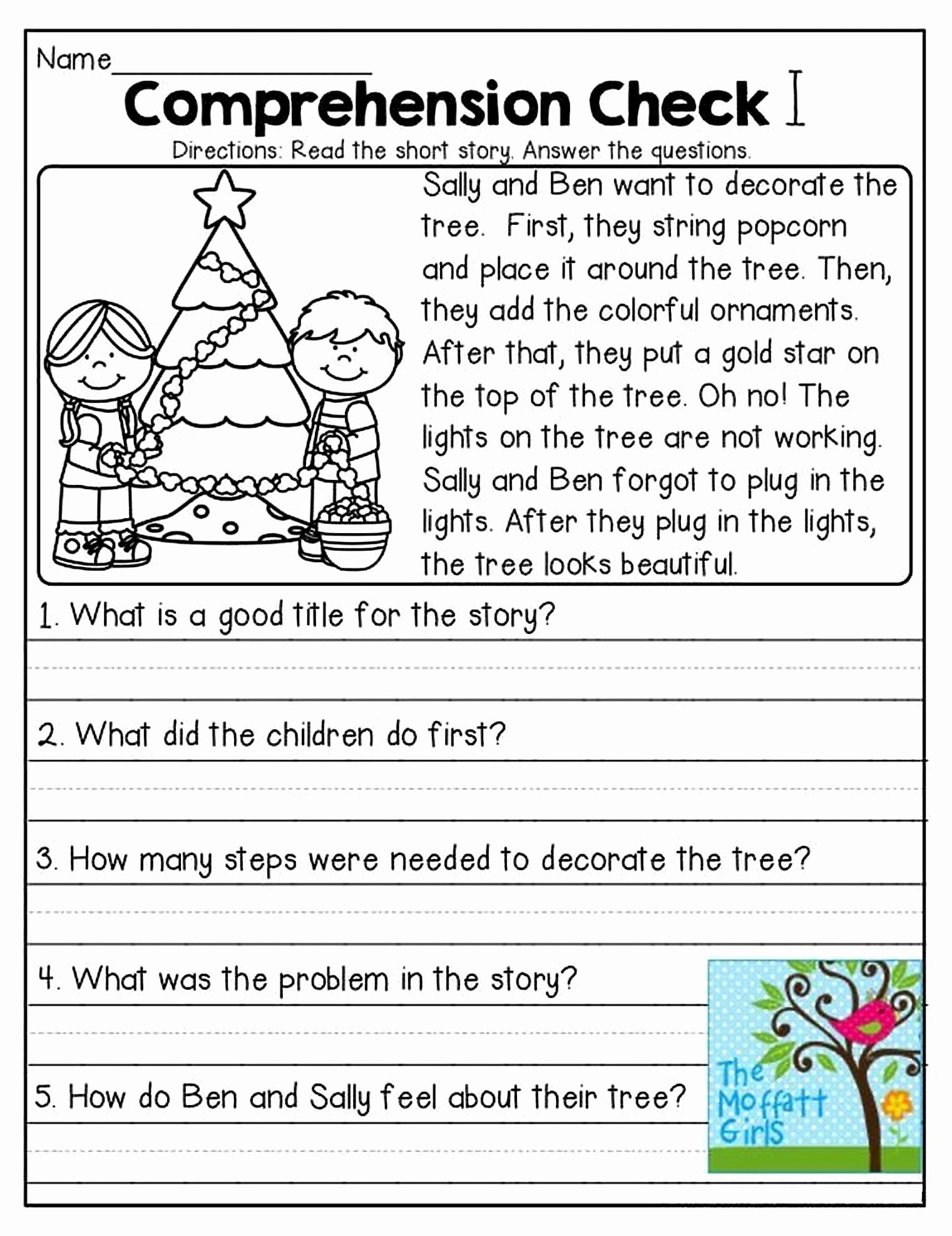 Comprehension Worksheet First Grade Luxury 1st Grade Reading Prehension