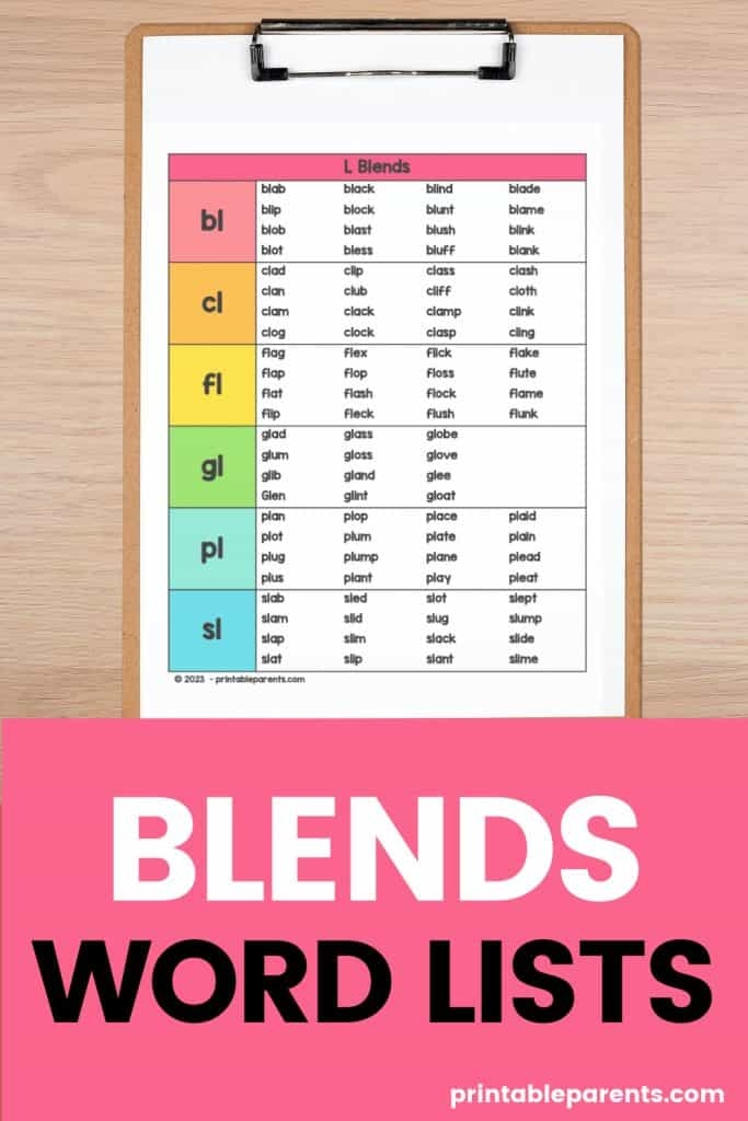 Consonant Blends Word List Printable Parents