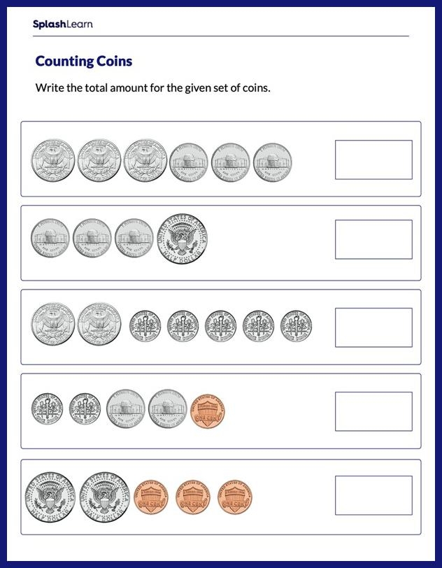 Counting Money Worksheets For 1st Graders Online SplashLearn 