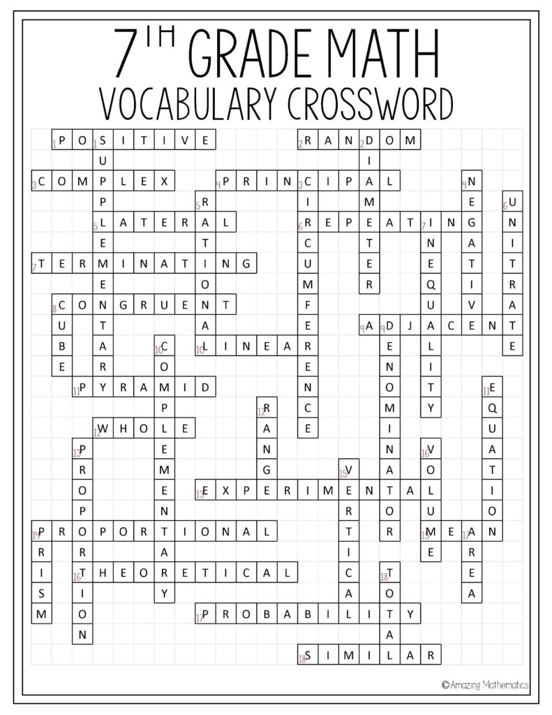 Crossword Puzzles Printable 7Th Grade Printable Crossword Puzzles 