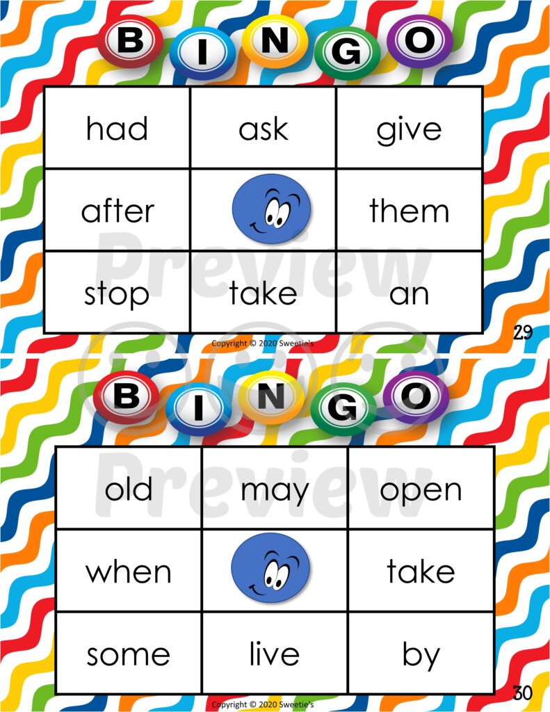 Dolch Sight Words 2nd Grade Bingo Cards Printable Bin Vrogue co