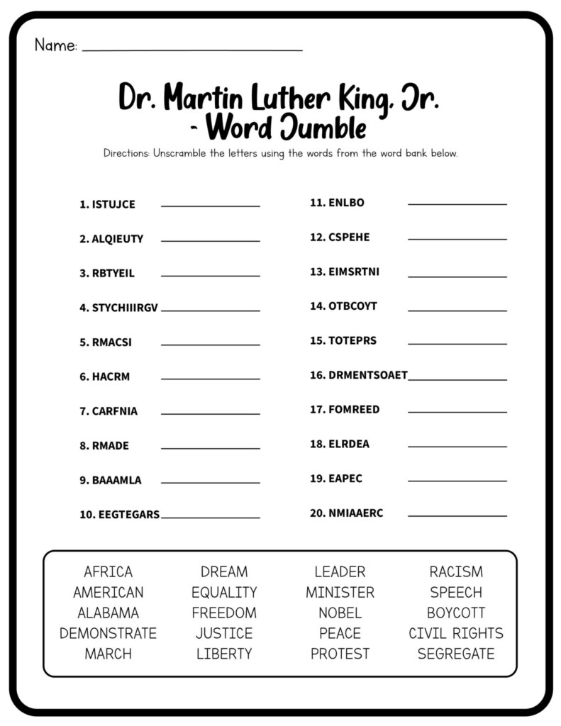 Dr Martin Luther King Jr Day Free Printables Educational 