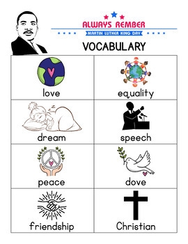 Dr Martin Luther King Jr For 1st Grade MLK Day Vocabulary Tracing 