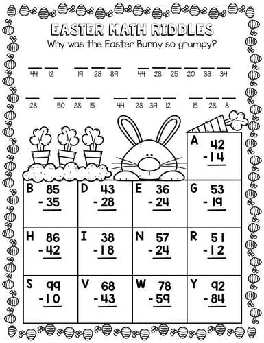 Easter Math Worksheets Add Sub Print Google Classroom By 