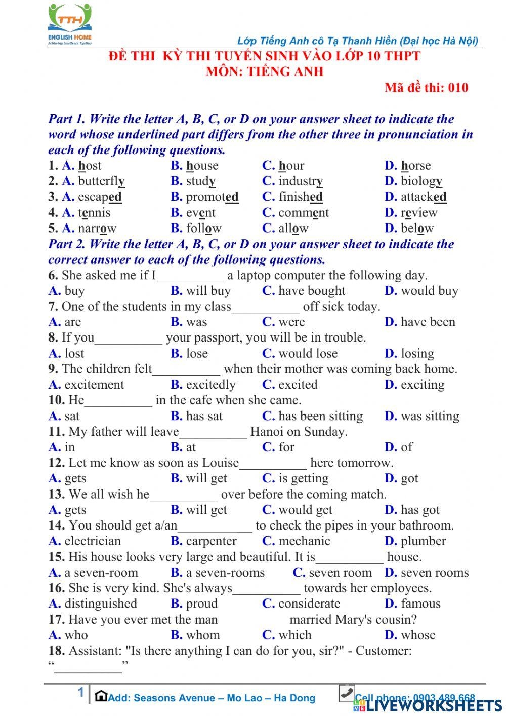 English Writing Test Grade 9 Worksheet Live Worksheets Worksheets