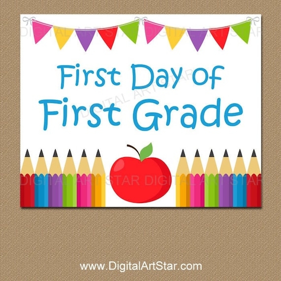 First Day First Grade Sign Instant Download Printable 1st Day Etsy