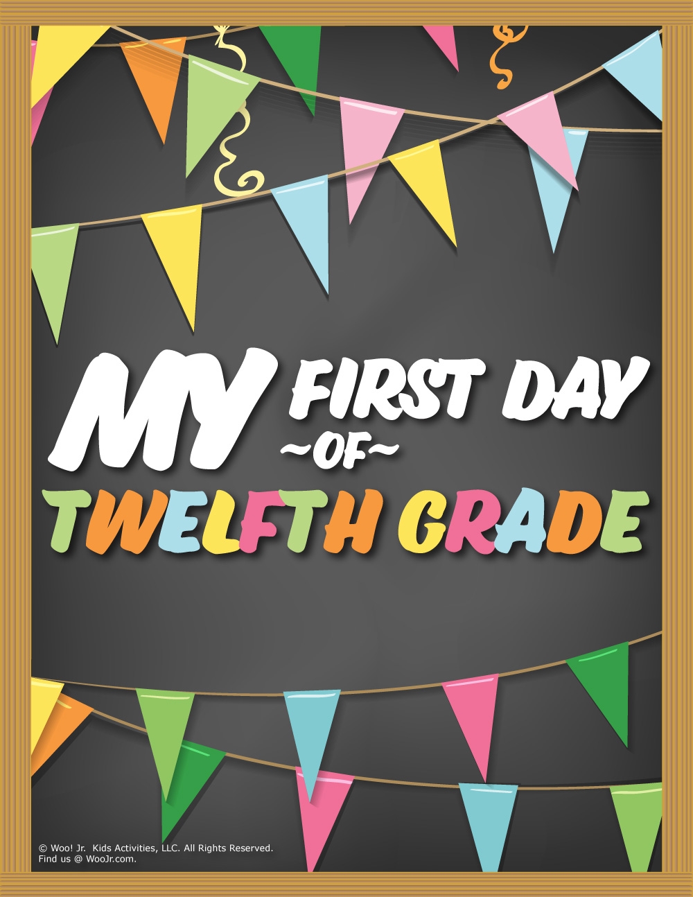 First Day Of 12th Grade Sign Chalkboard Woo Jr Kids Activities
