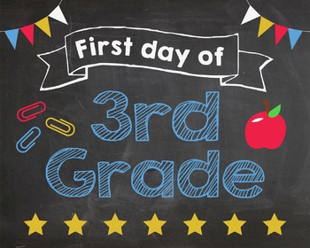 First Day Of 3rd Grade Sign PRINTABLE By Red Morning Studios TpT