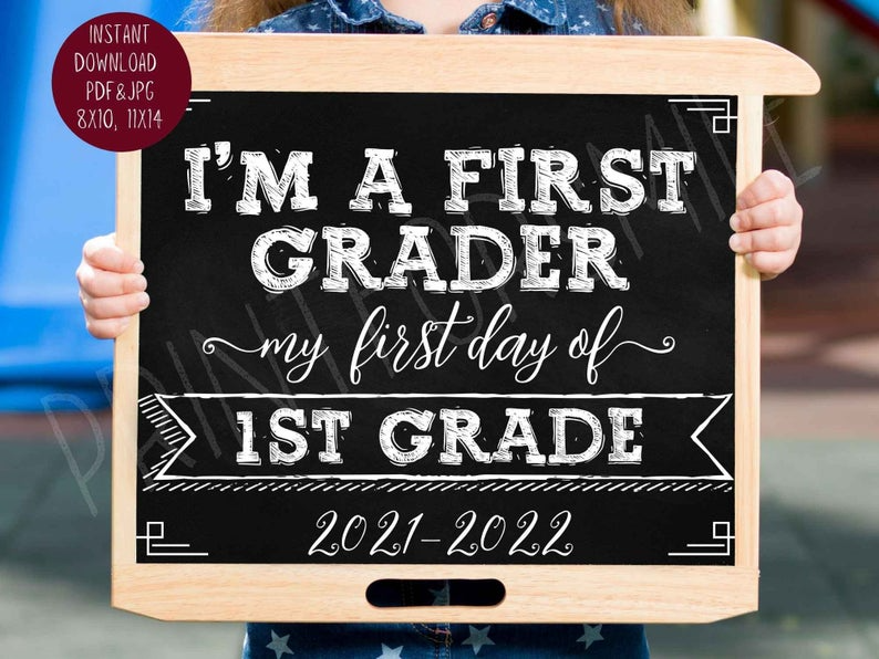 First Day Of First Grade Sign PRINTABLE 1st Grade Sign First Etsy
