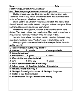 First Grade End Of The Year Summative Assessment By Mary Price TpT