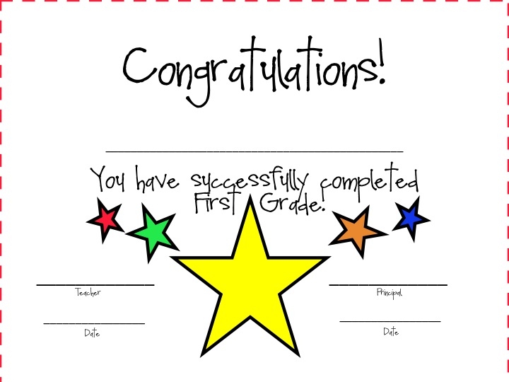 First Grade Fanatics First Grade Awards Certificates