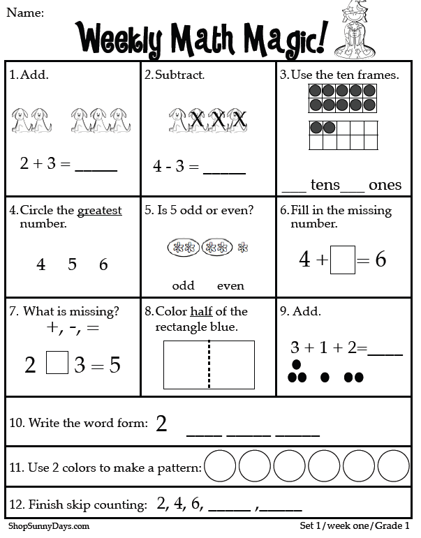 First Grade Math Test Printable Worksheets WorksheetsCity