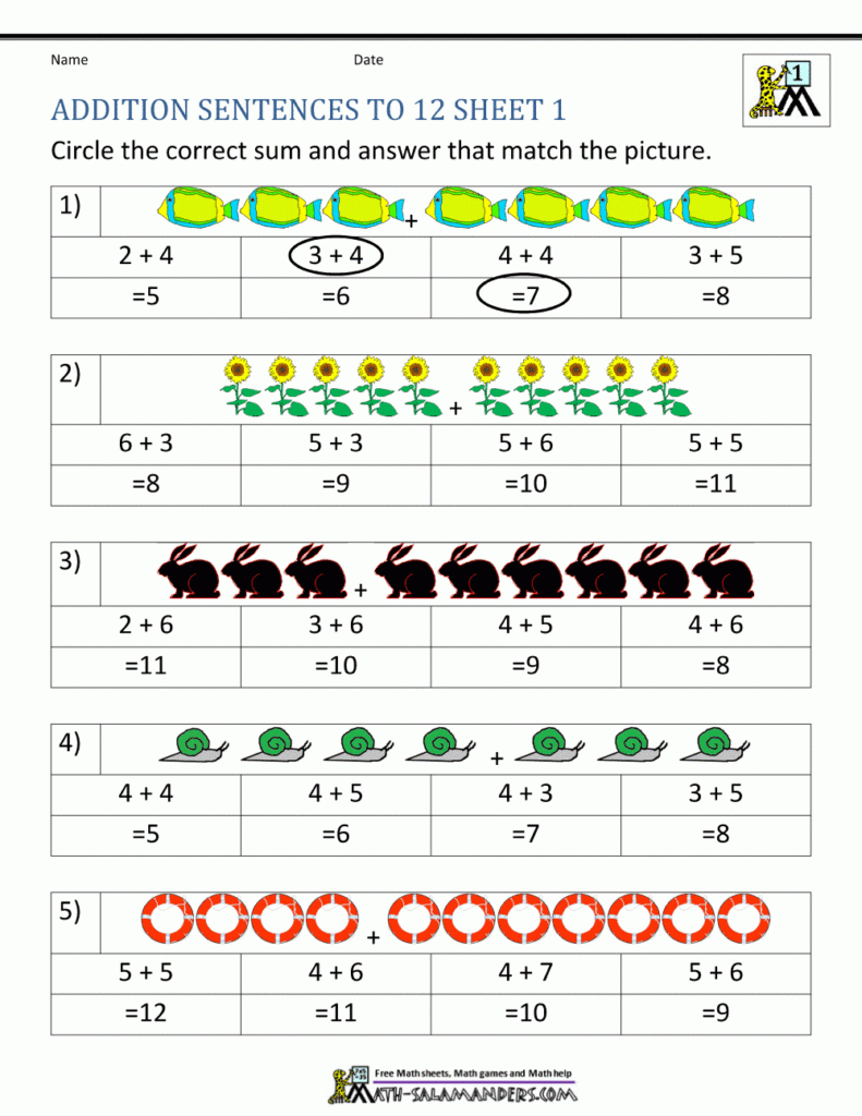 First Grade Math Worksheets Printable Packets