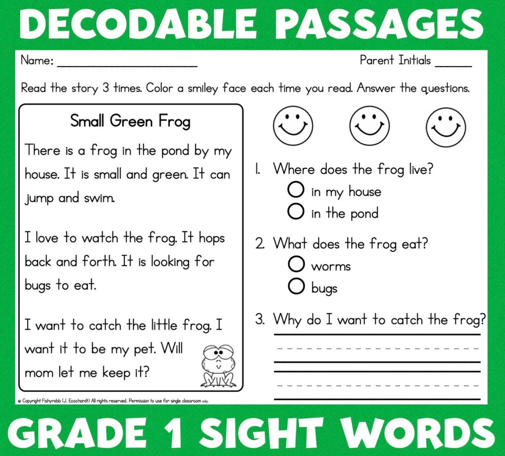 First Grade Reading Comprehension Worksheets Decodable 44 OFF