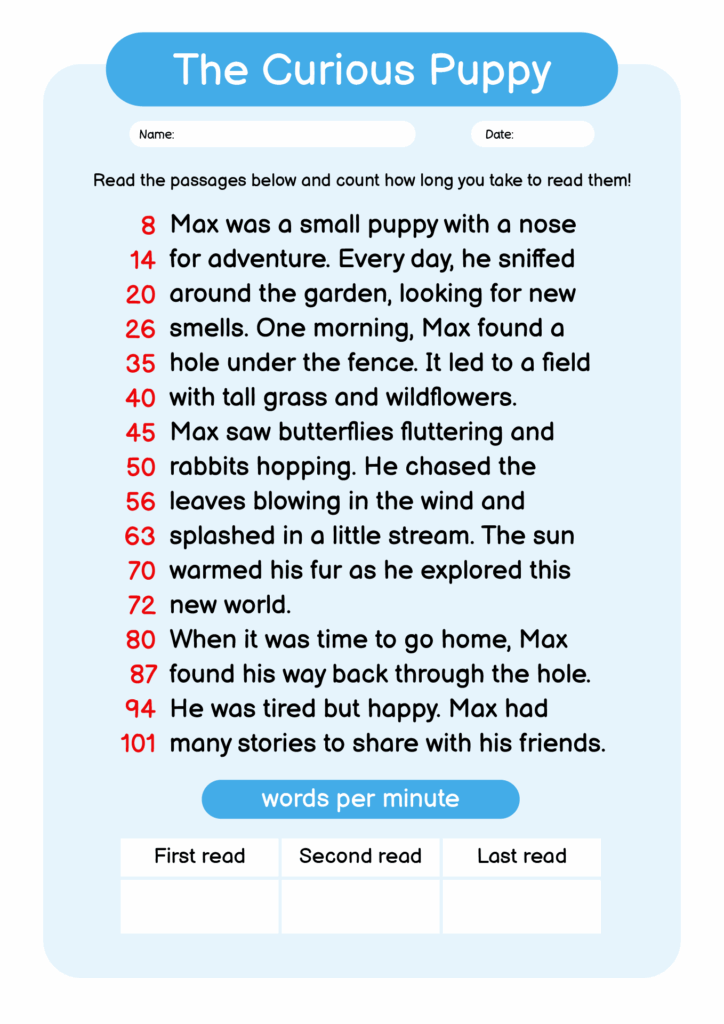 First Grade Reading Fluency Passages Pdf