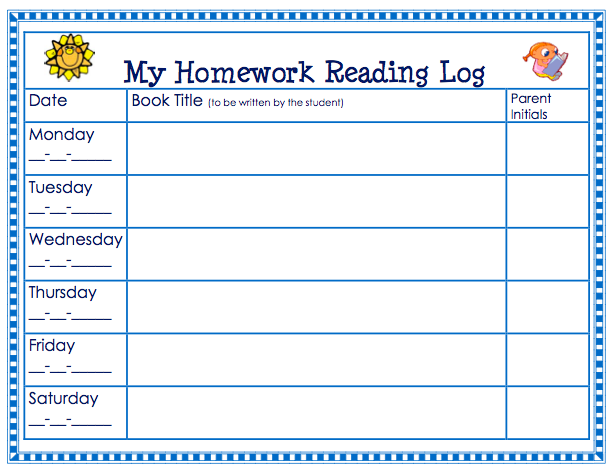 First Grade Reading Log Printable