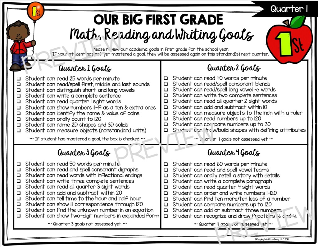 First Grade Report Card And Assessment FREEBIE Keeping My Kiddo Busy 
