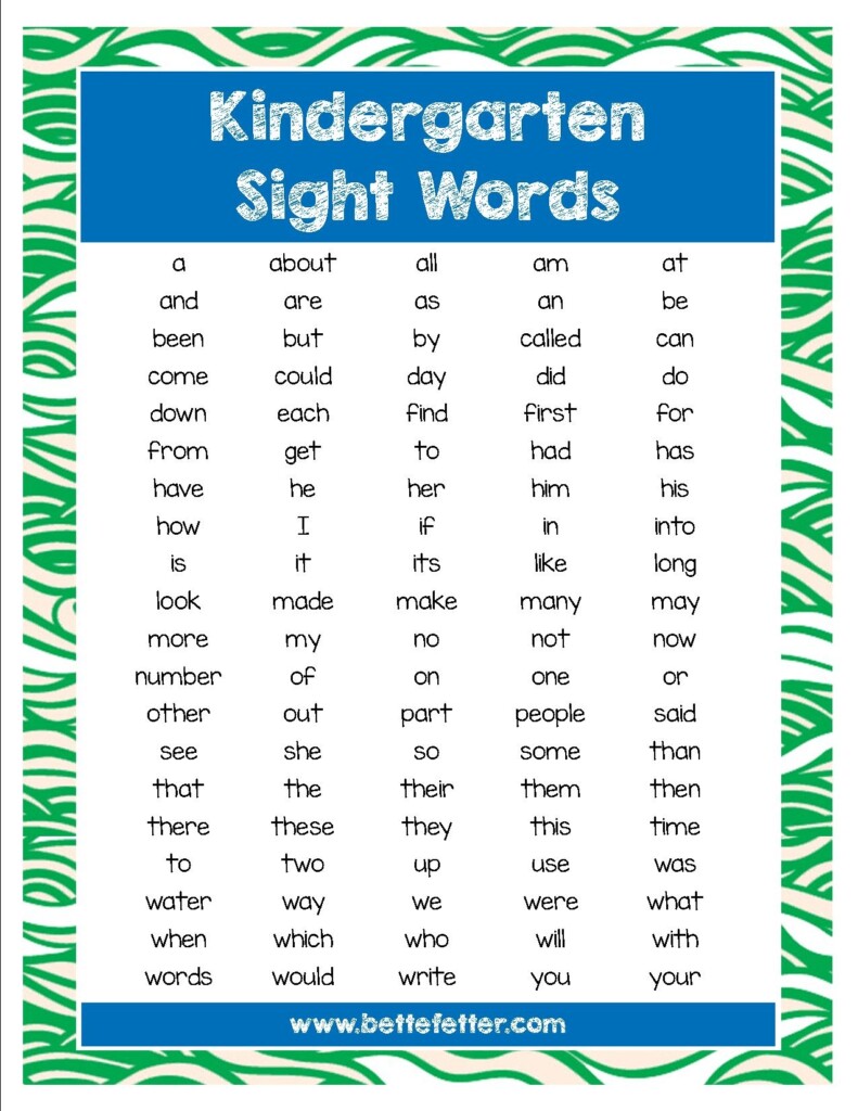 First Grade Sight Words Printable