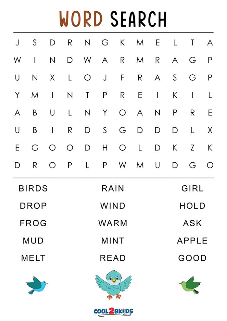 First Grade Word Search Free Printable Word Search Maker