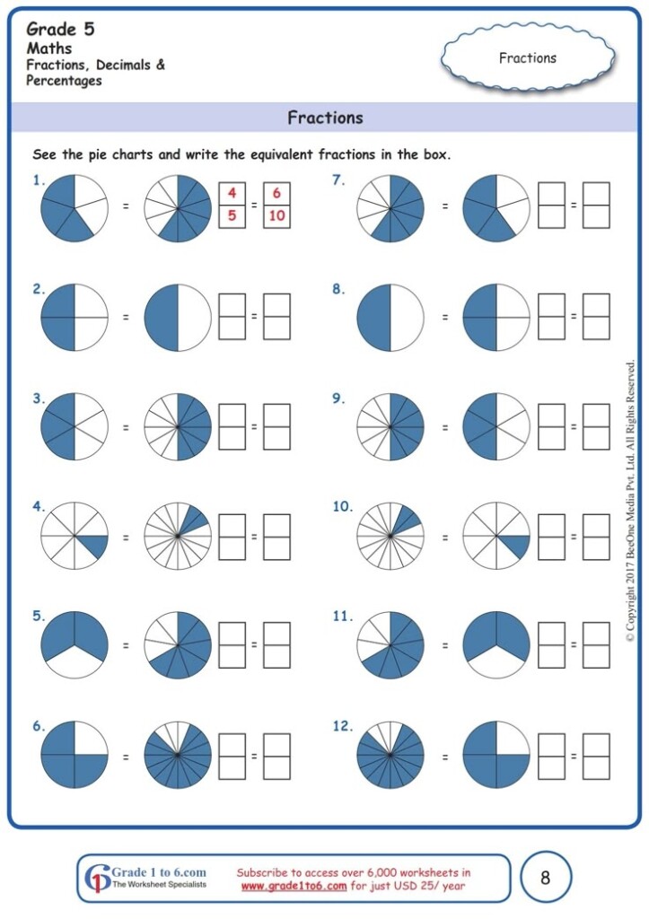Fractions Worksheet First Grade