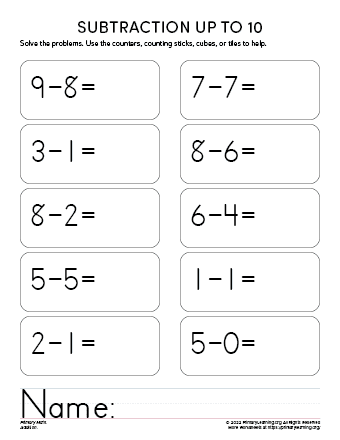 Free 1st Grade Subtraction Worksheets 1 Digit Free Worksheets 