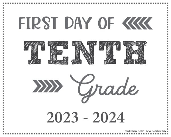 Free Back To School Printable First Day Of 10th Grade Vrogue co