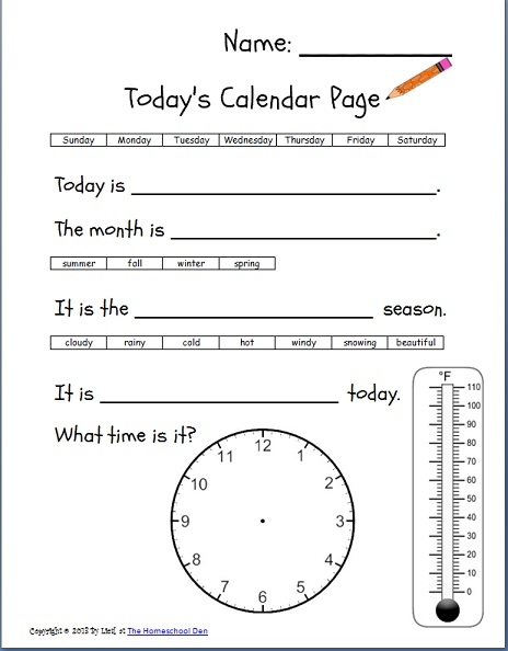 Free Daily Calendar Page Math Lapbook Activities Homeschool Den 