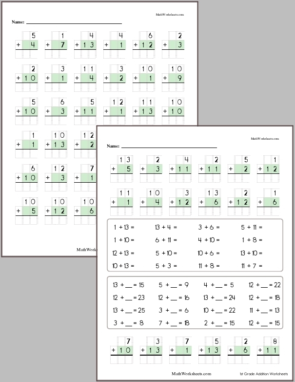 Free Free Printable Addition Worksheet For First Grade Download Free 