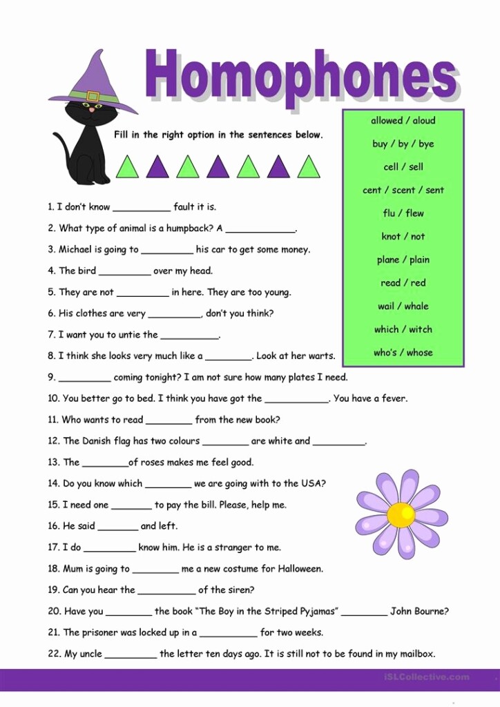 Free Homophone Worksheets Inspirational Homophones 1 Worksheet Free Esl 