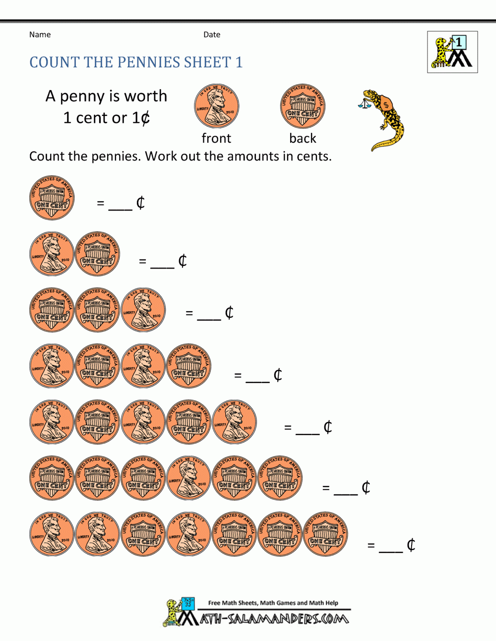 Free Math Money Worksheets 1st Grade Printable Worksheets