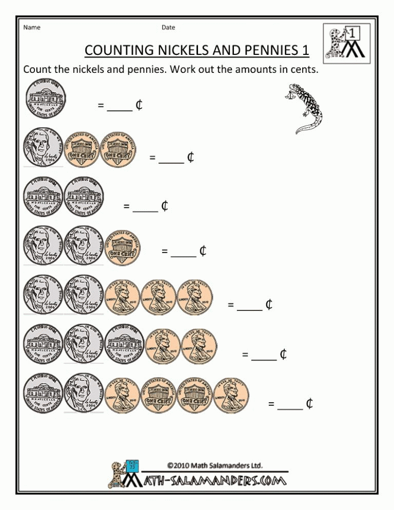 Free Money Counting Printable Worksheets Kindergarten 1St Grade 