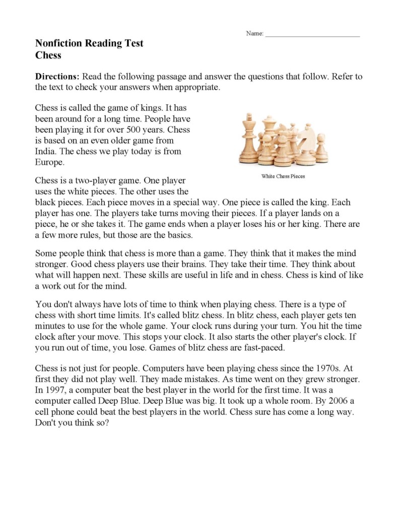 Free Printable 10th Grade Reading Comprehension Worksheets Reading 
