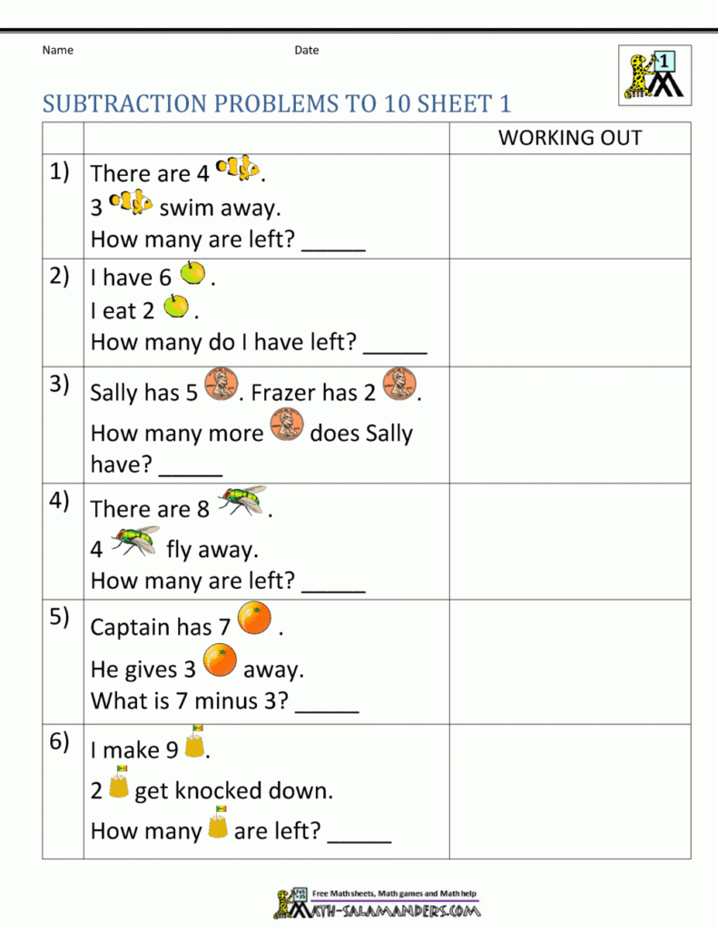 Free Printable 1St Grade Math Word Problems Free Printable