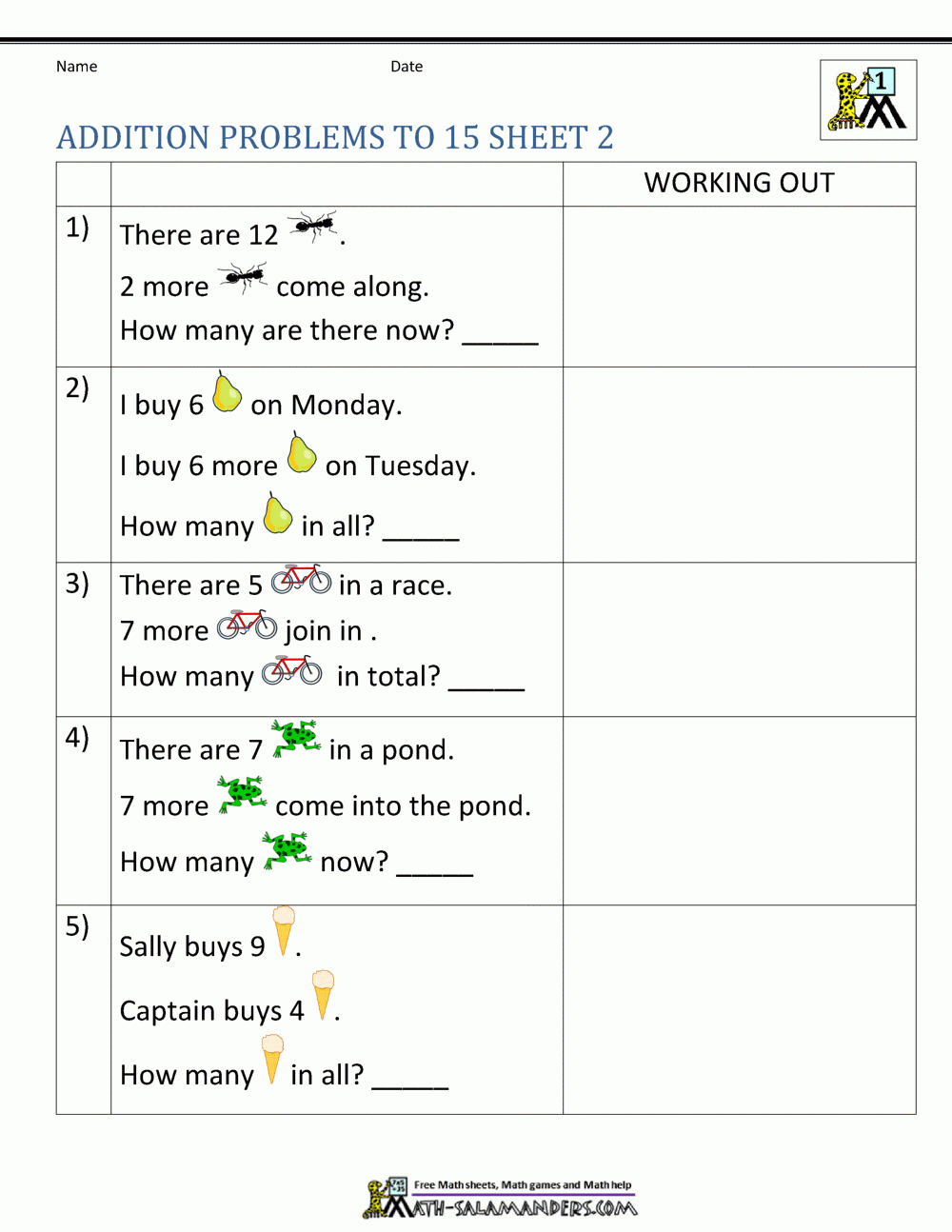 Free Printable 1St Grade Math Word Problems Free Printable