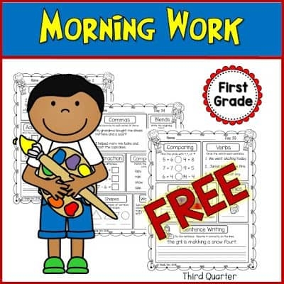 FREE Printable 1st Grade Morning Work