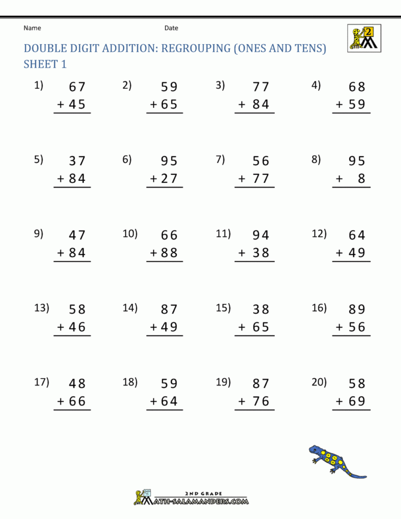 Free Printable Addition With Regrouping Worksheets Printable Templates
