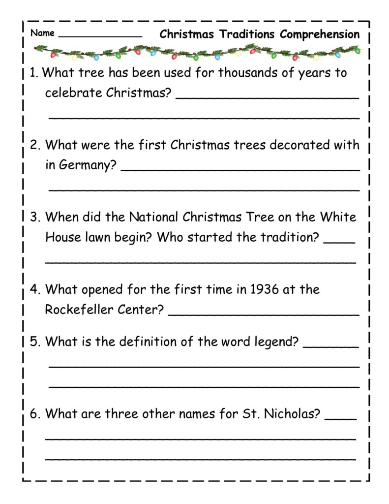 Free Printable Christmas Reading Comprehension Worksheets Worksheets 