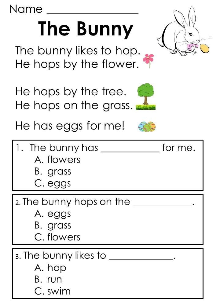 Free Printable Easter Reading Comprehension Worksheets Peggy Worksheets