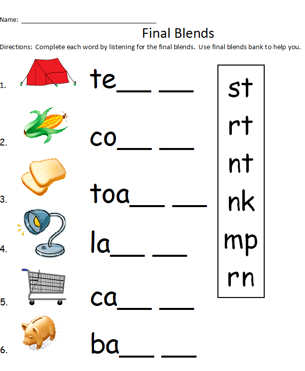 Free Printable Ending Blends Worksheets Lyana Worksheets