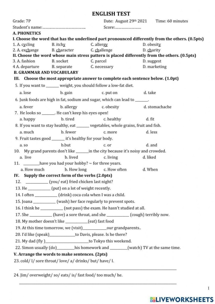 Free Printable English Worksheet For 7th Grade Download Free Printable 