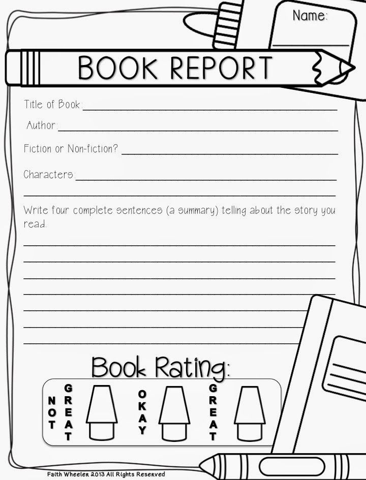 Free Printable First Grade Book Report Forms Printable Forms Free Online