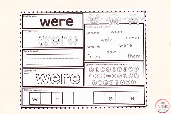 Free Printable First Grade Sight Word Worksheets Printable Templates
