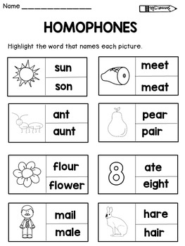 Free Printable Homophone Worksheet For 1st Grade Tedy Printable 