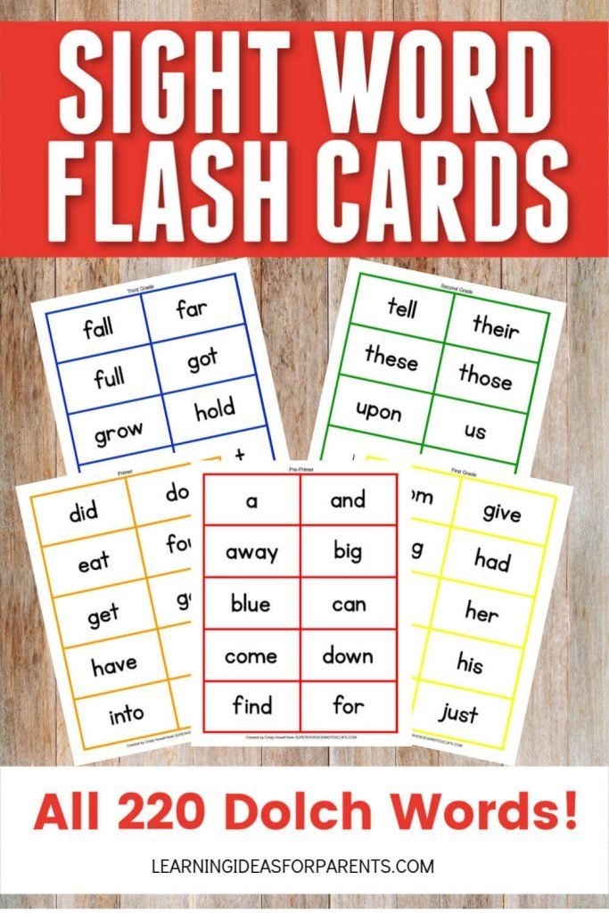 Free Printable Kindergarten Sight Words Flash Cards Retdear