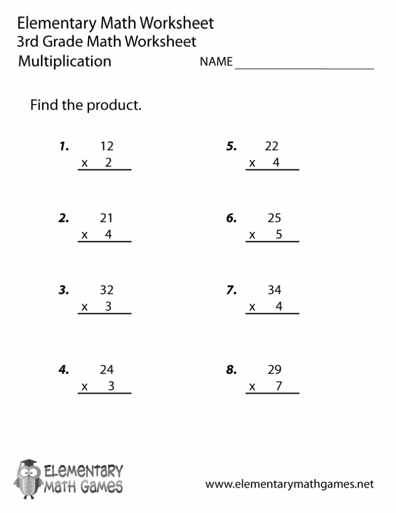 Free Printable Multiplication Worksheet For Third Grade