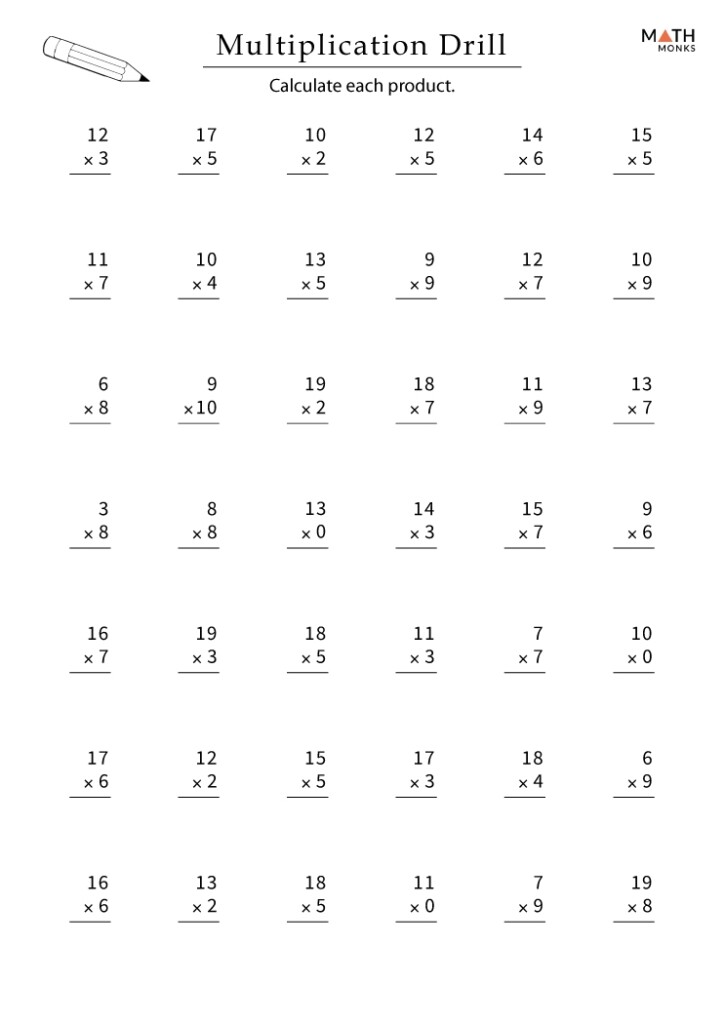 Free Printable Multiplication Worksheets Grade 4 