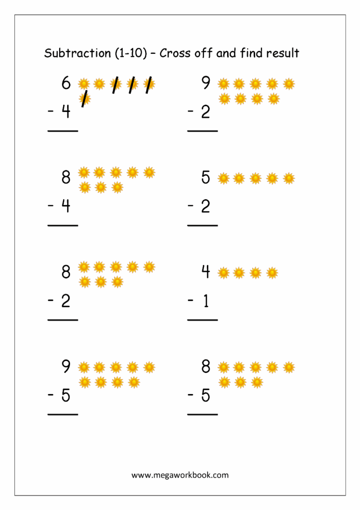 Free Printable Number Subtraction 1 10 Worksheets For Grade 1 And 